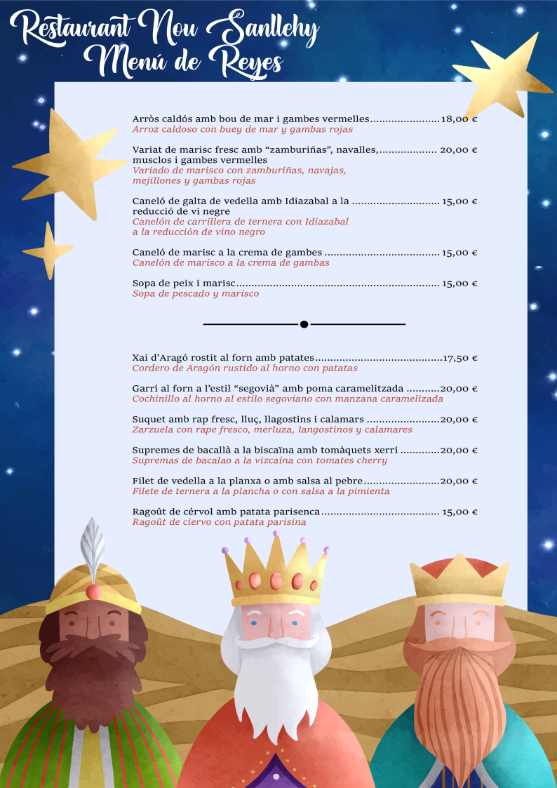 Carta de Menú de Fiestas